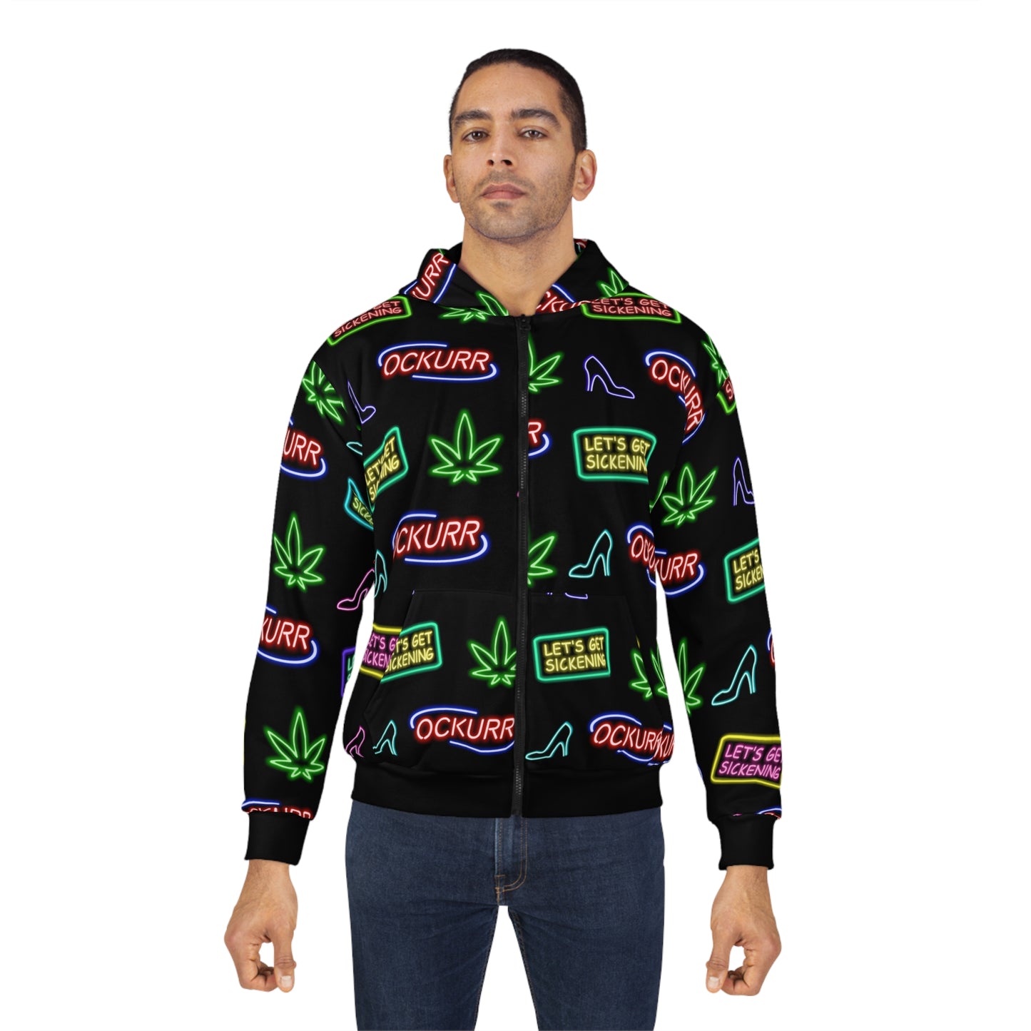"Neon High Times & Heels" Zip Up Hoodie