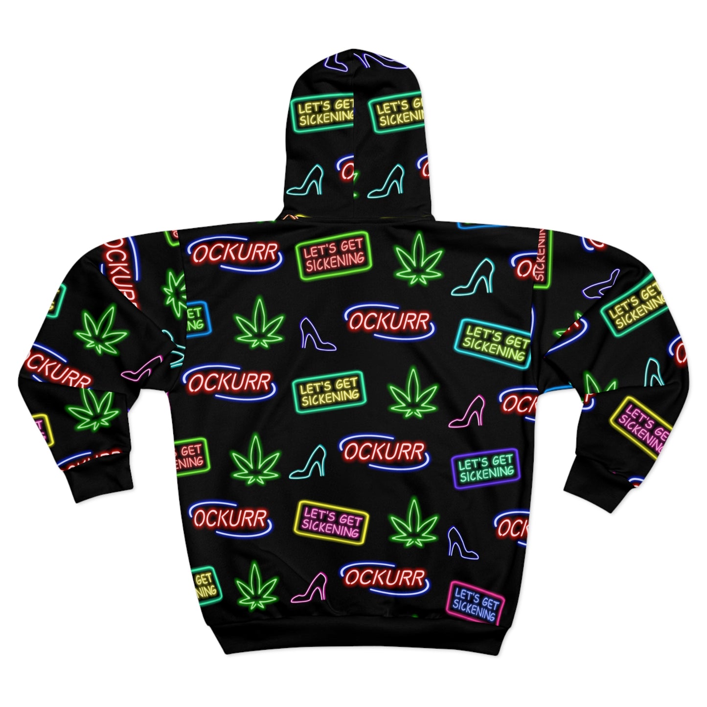 "Neon High Times & Heels" Zip Up Hoodie