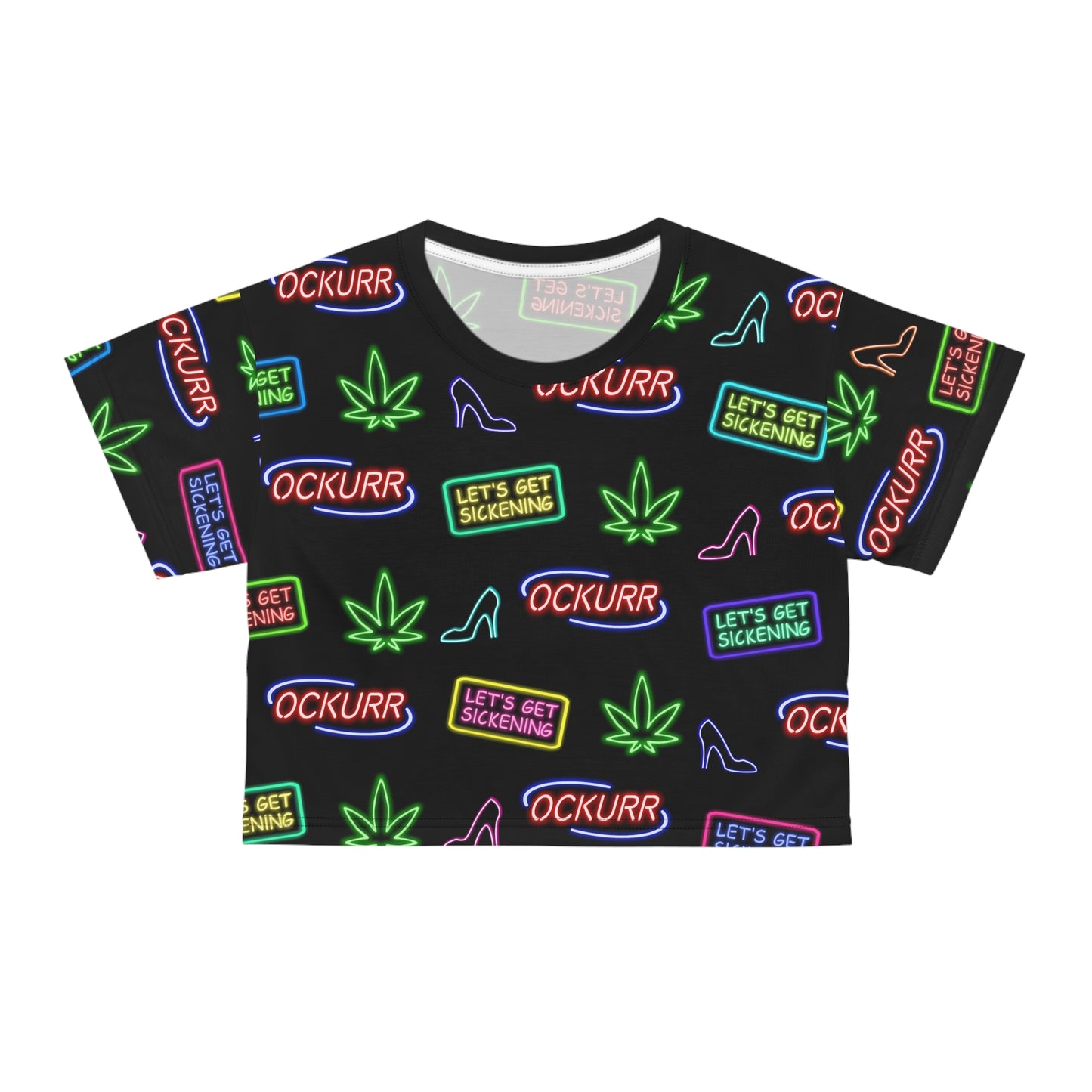 “Neon High Times & Heels” Cropped Shirt