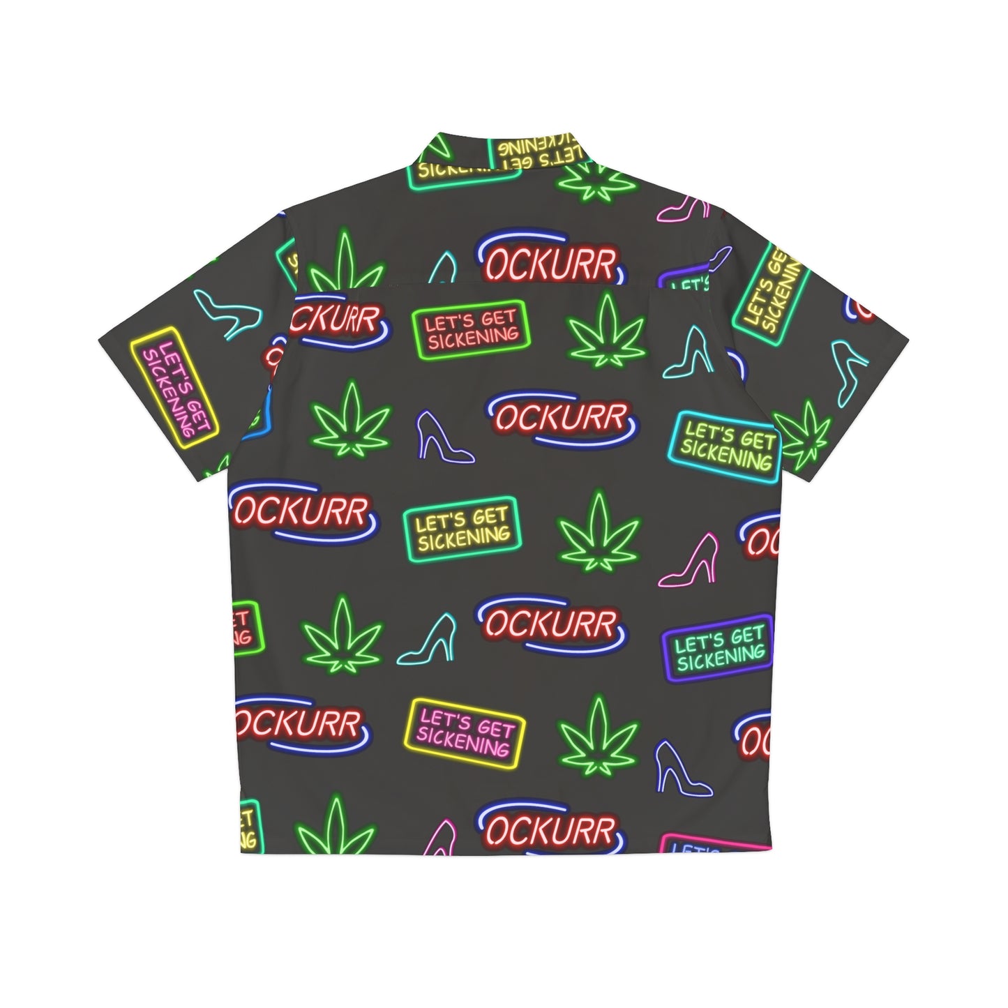 "Neon High Times & Heels" Button Up Hawaiian Shirt