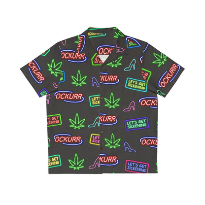 "Neon High Times & Heels" Button Up Hawaiian Shirt